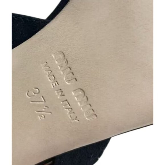 Miu Miu Black Suede Heels With Rhinestone Detail & Crystal Studded Block Heel Wo - Picture 10 of 10